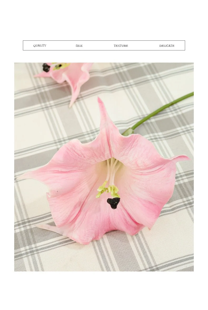 Künstliche Engelstrompete, Einzelstiel mit 2 Blüten, PU-Material, 78 cm, für Hochzeiten und Wohnaccessoires