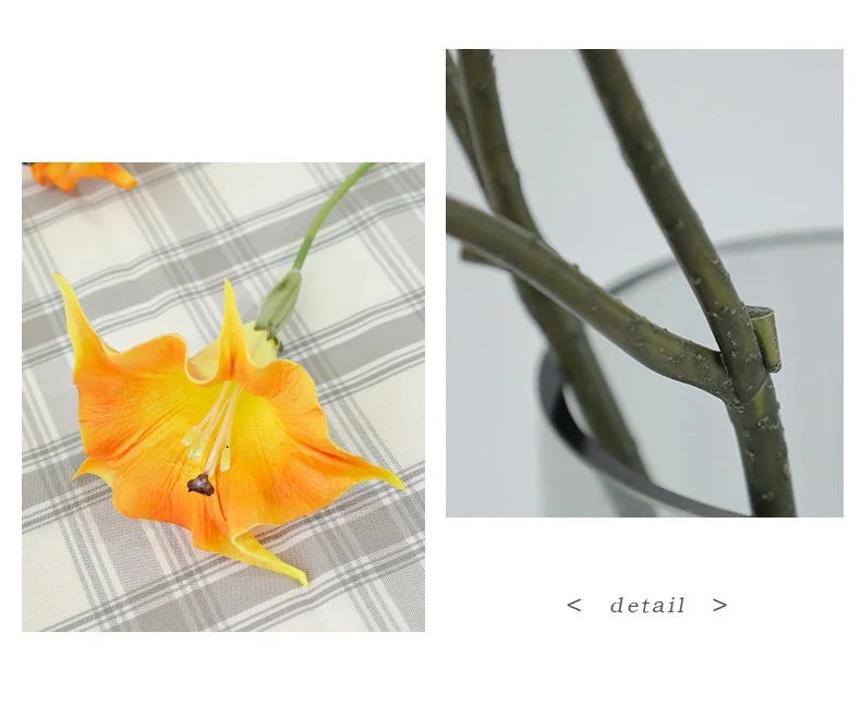 Künstliche Engelstrompete, Einzelstiel mit 2 Blüten, PU-Material, 78 cm, für Hochzeiten und Wohnaccessoires