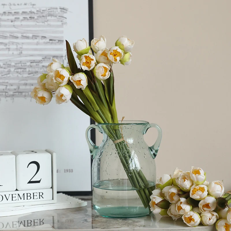 Künstlicher Maiglöckchen-Strauß mit 24 Blüten, 33 cm, Seidenstoff - für Hochzeiten, Innendekoration und Gewerbe