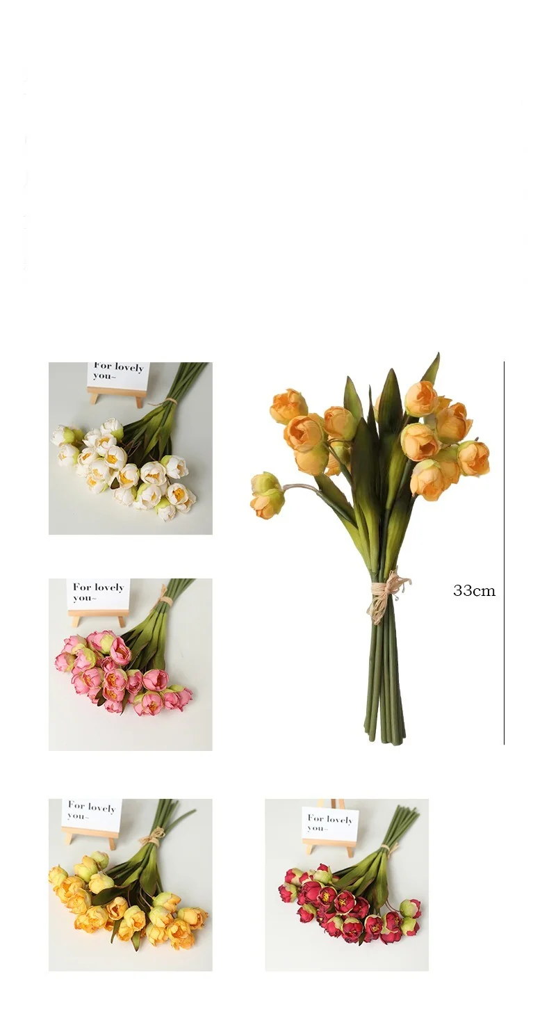 Künstlicher Maiglöckchen-Strauß mit 24 Blüten, 33 cm, Seidenstoff - für Hochzeiten, Innendekoration und Gewerbe