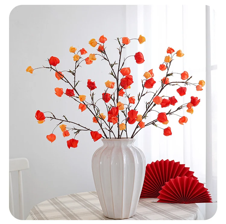 Künstliche Laternenblume Seidenblume 100 cm, 20 Blüten, Einzelstiel – Hochwertige Dekoration für Hochzeit, Hotel, Büro, Zuhause