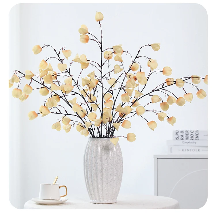 Künstliche Laternenblume Seidenblume 100 cm, 20 Blüten, Einzelstiel – Hochwertige Dekoration für Hochzeit, Hotel, Büro, Zuhause