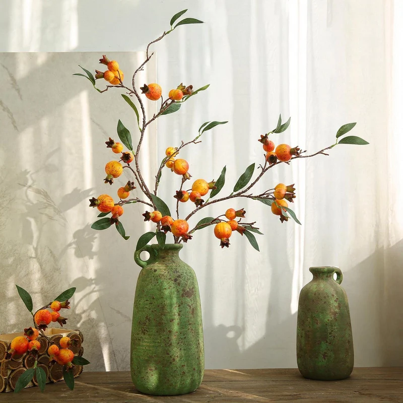 Künstliche Granatäpfel Bouquet, 100 cm hoch, 15 Blüten, Seidenblumen, moderne Deko für Wohnung, Hotel und Geschäfte