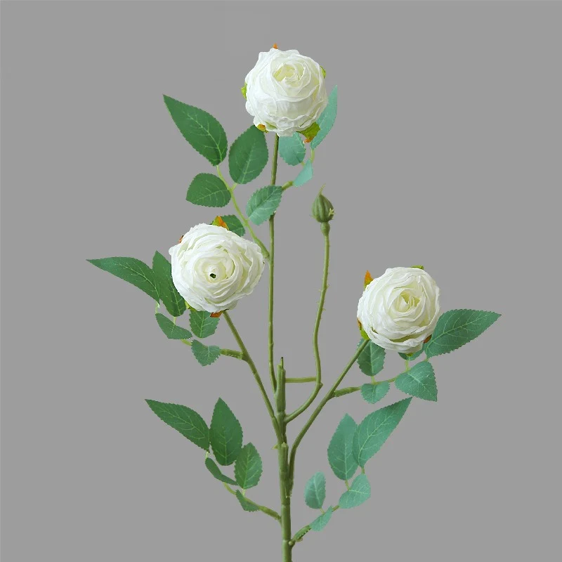 Künstliche Rose mit 3 Blüten, Einzelstiel, 57 cm, Seidenstoff, für Wohnzimmer und Tischdekoration