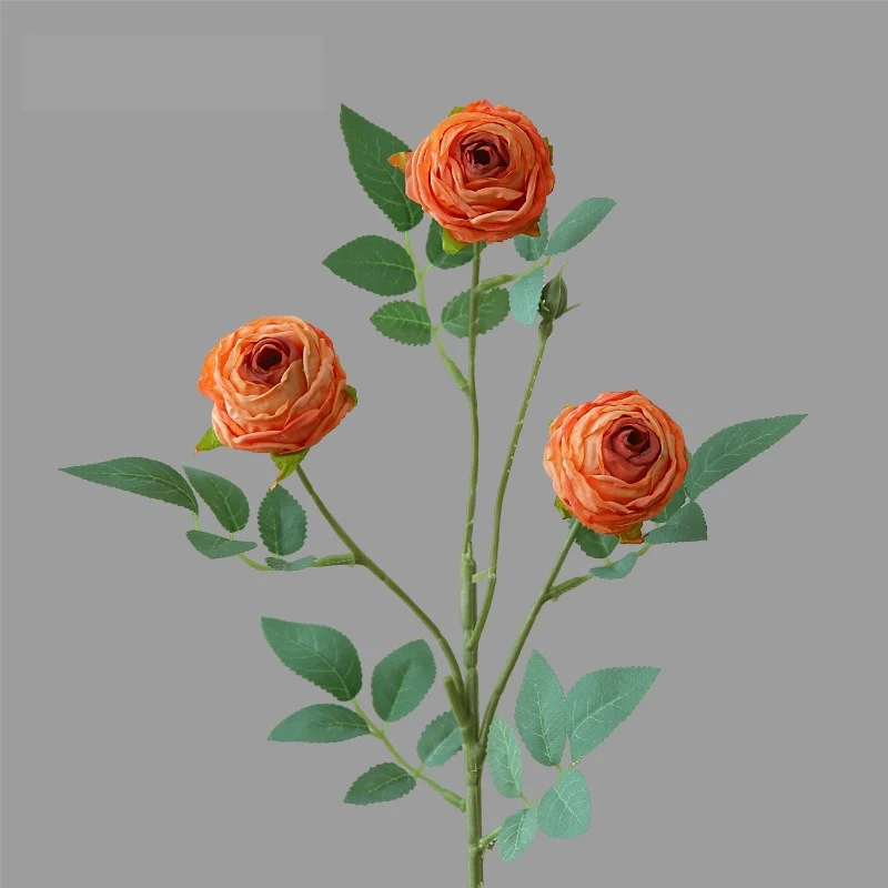 Künstliche Rose mit 3 Blüten, Einzelstiel, 57 cm, Seidenstoff, für Wohnzimmer und Tischdekoration