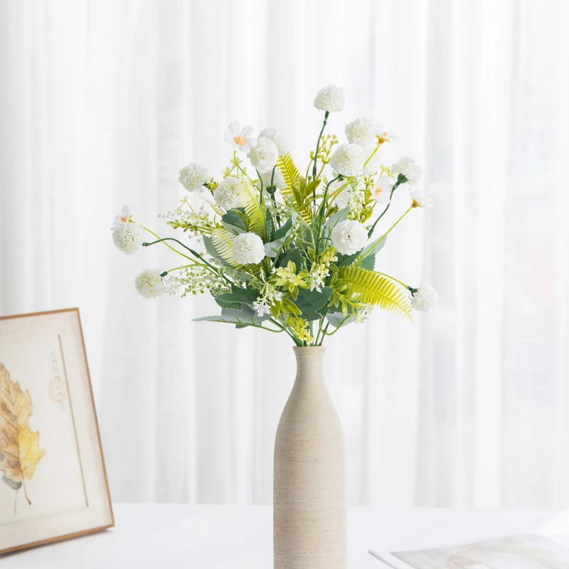 Künstliche Löwenzahn-Hortensien, 36 cm hoch, 8 Blüten, für Hochzeiten, Grabgestecke und Innendekoration, Plastik