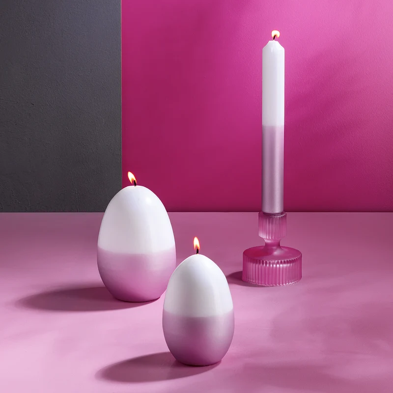CANDLE 2 farbig getauchte Stabkerze fuchsia