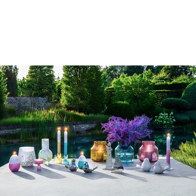 CANDLE 2 farbig getauchte Stabkerze fuchsia