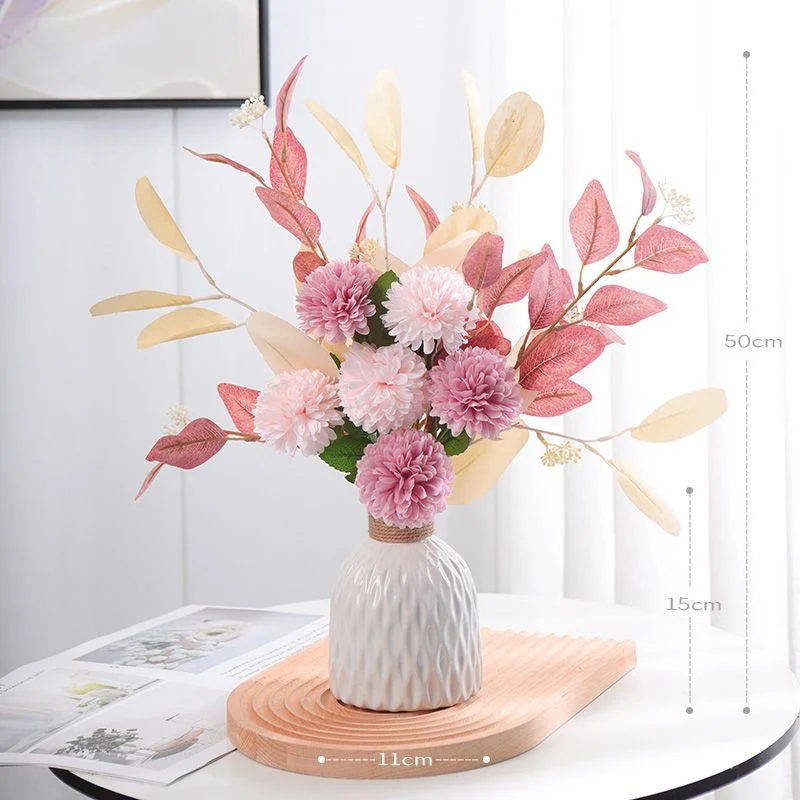 46 cm künstlicher Blumenstrauß mit Chrysanthemen und Eukalyptus, für Hochzeiten, Hausdekoration und Einzelhandel