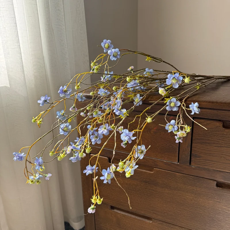 Künstliche Perlenmeer-Larkspur, 132 cm, Seidenstoff, Einzelstiel, für Hochzeiten, Außenbereich, Innendekoration