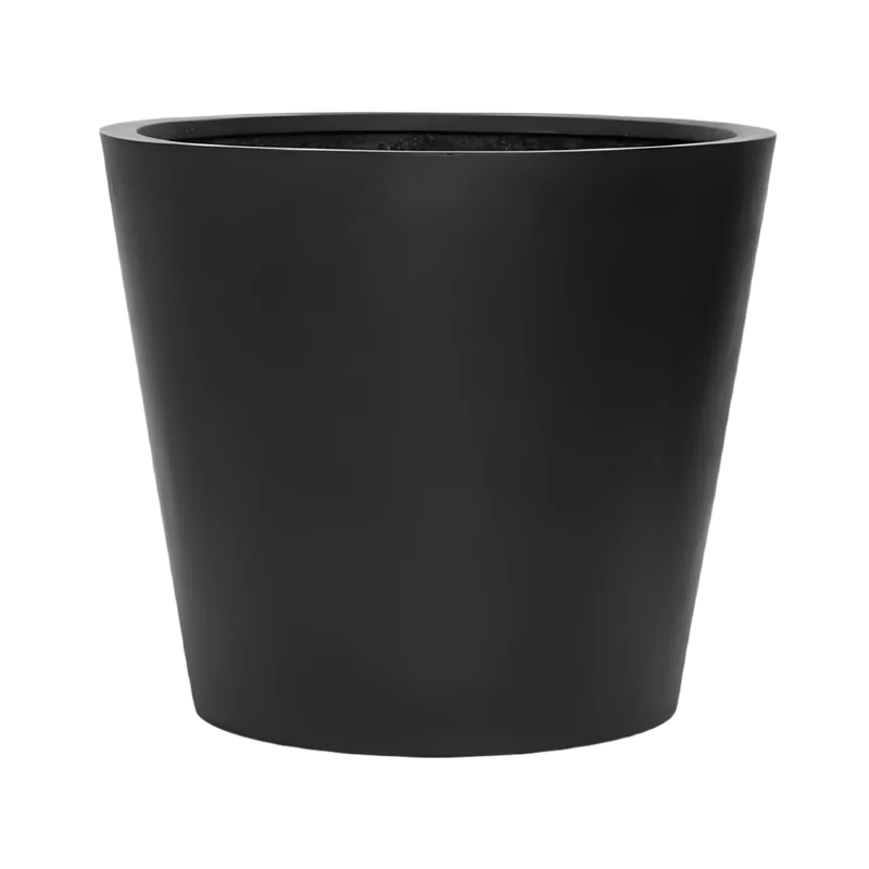 Runder Pflanzkübel Bucket Schwarz aus Fiberstone