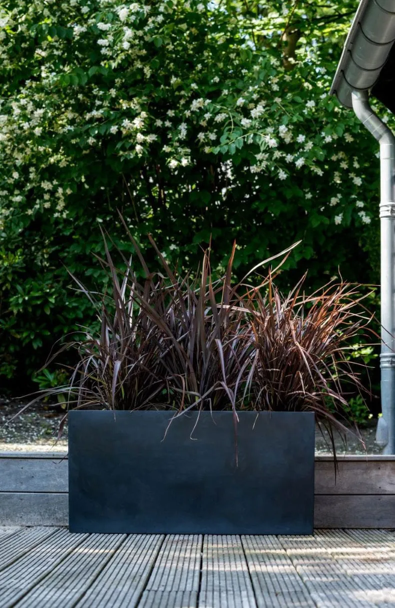 Rechteckiger Pflanzkübel Jort Schwarz aus Fiberstone