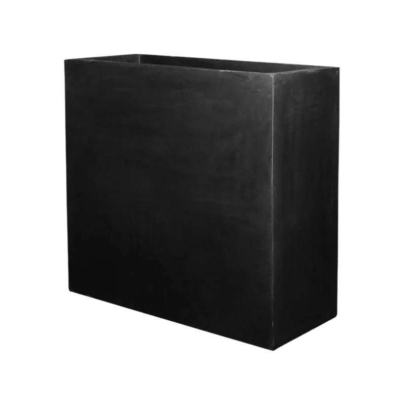 Rechteckiger Pflanzkübel Jort Schwarz aus Fiberstone