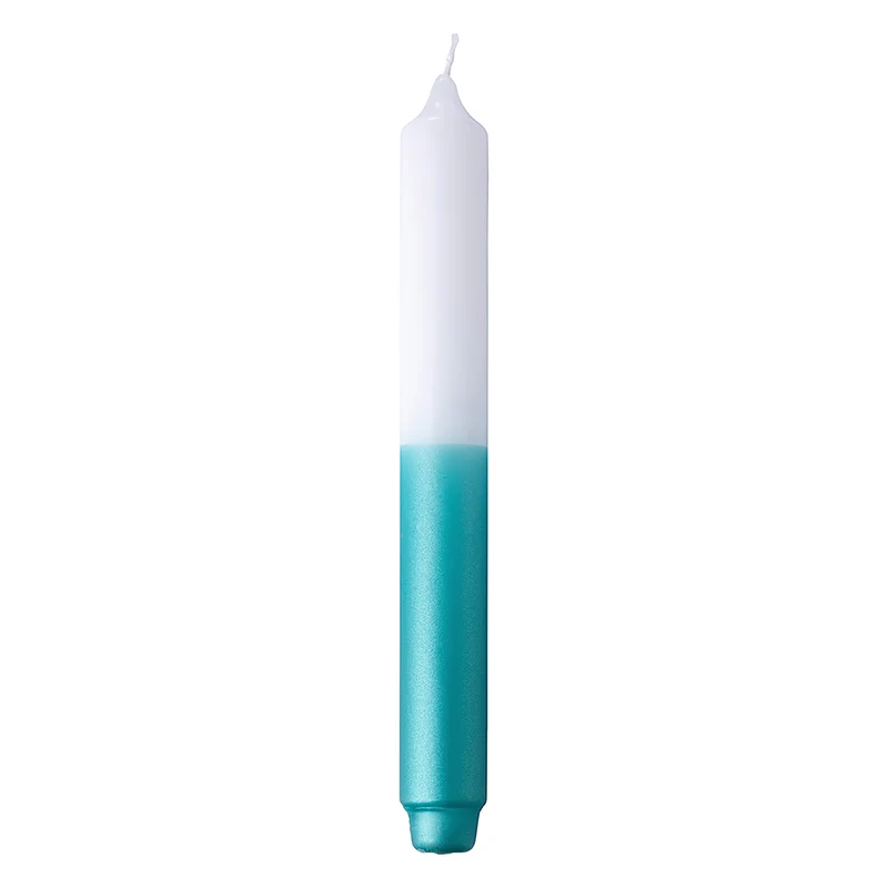 CANDLE 2 farbig getauchte Stabkerze türkis