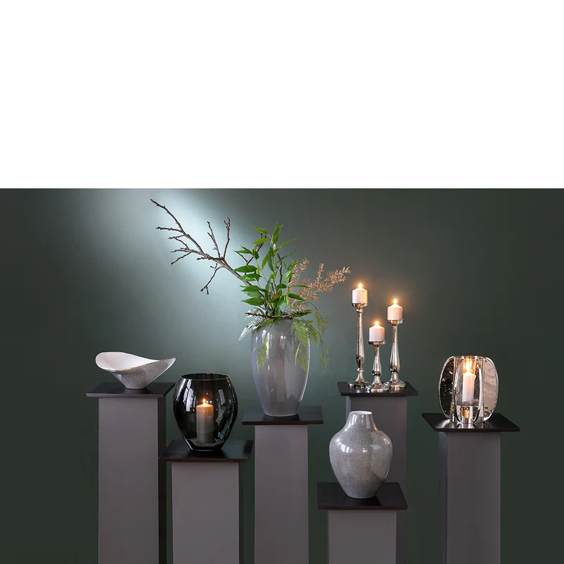 GLAMOUR Windlicht mit Glas silberfarben