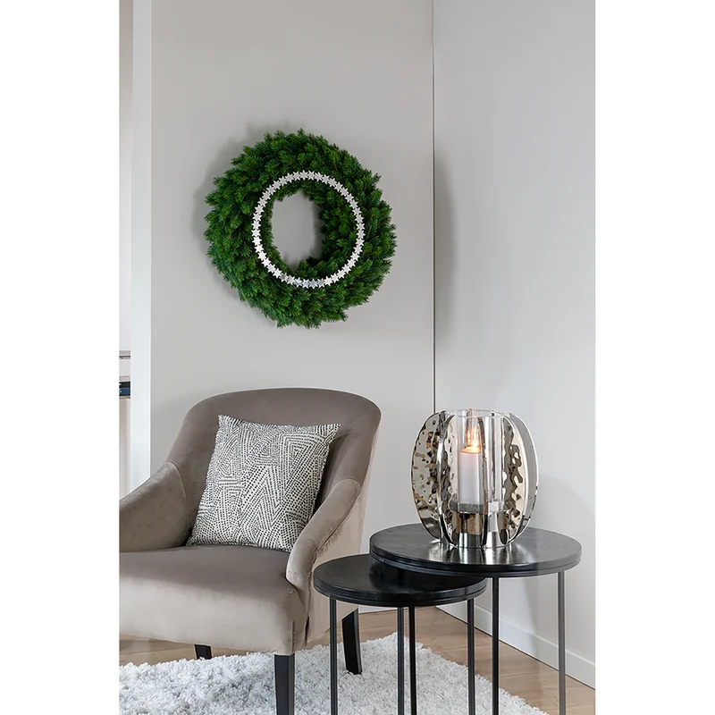 GLAMOUR Windlicht mit Glas silberfarben