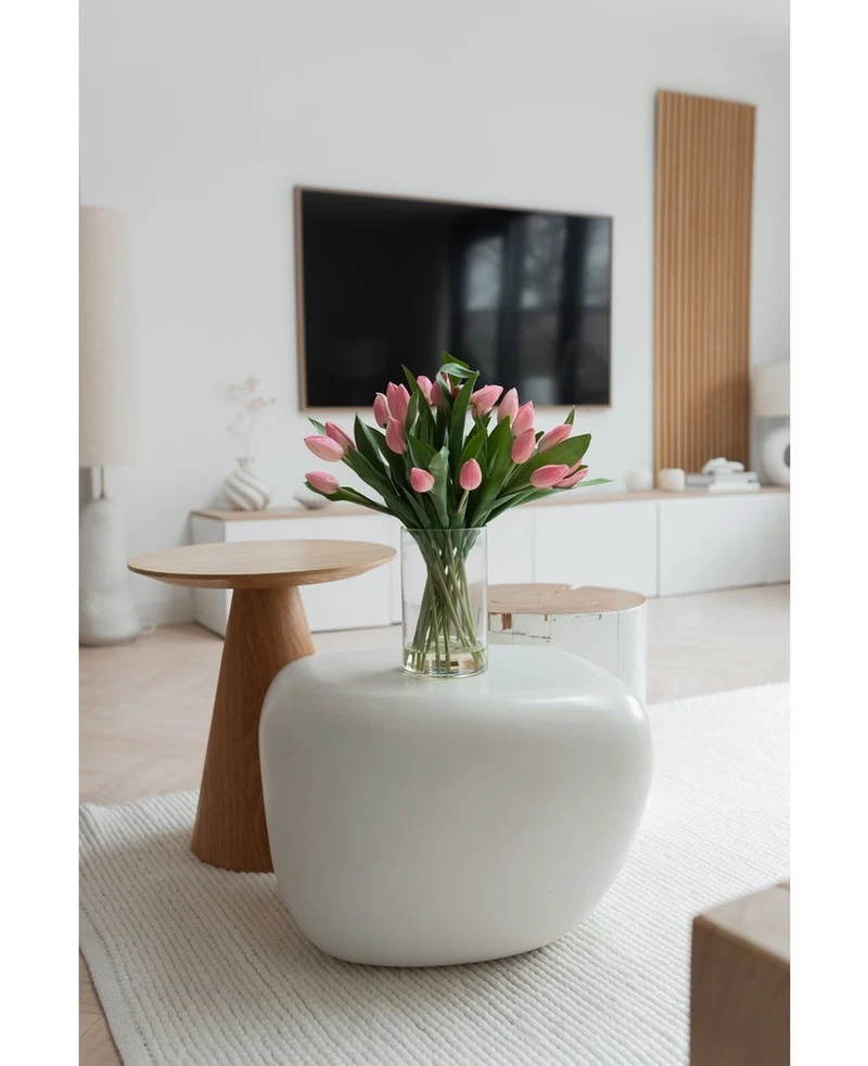 Zijden kunstboeket Tulpen in vaas Roze