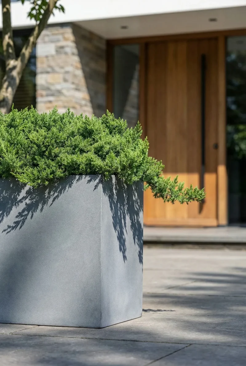 Rechteckiger Pflanzkübel Jort Grau aus Fiberstone