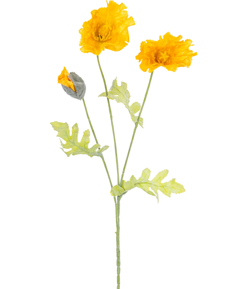 Künstliche Blume Mohn 73 cm gelb