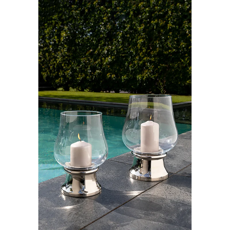 PALINA Windlicht mit Glas silberfarben