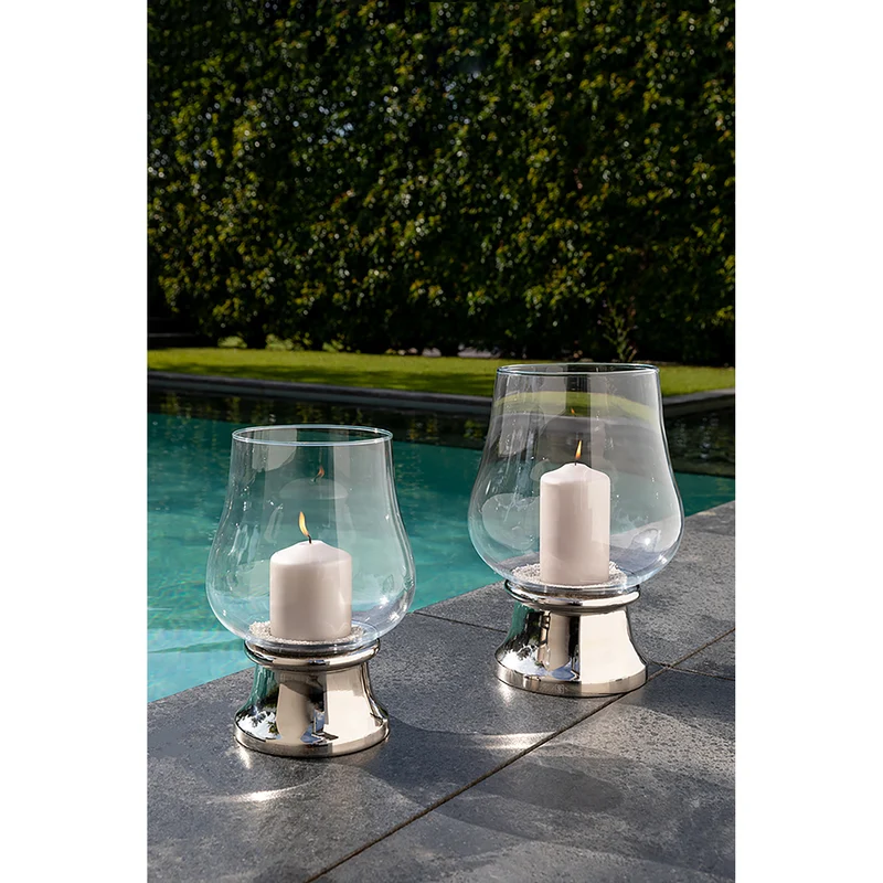 PALINA Windlicht mit Glas silberfarben