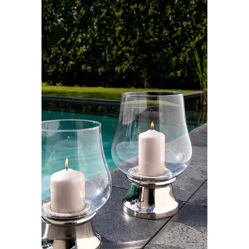 PALINA Windlicht mit Glas silberfarben