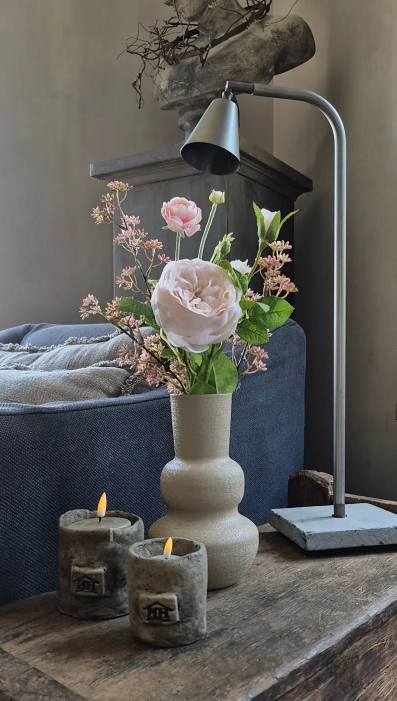 Kunstbloemen set zalm roze - gebonden
