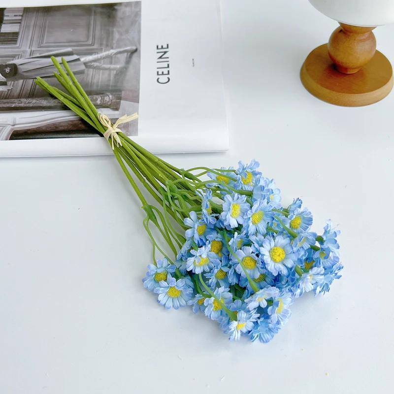 Künstliche Gänseblümchen Seidenblumen Bouquet 26 cm, 6er-Set für Hochzeit, Dekoration, Ladenlokal, Zuhause