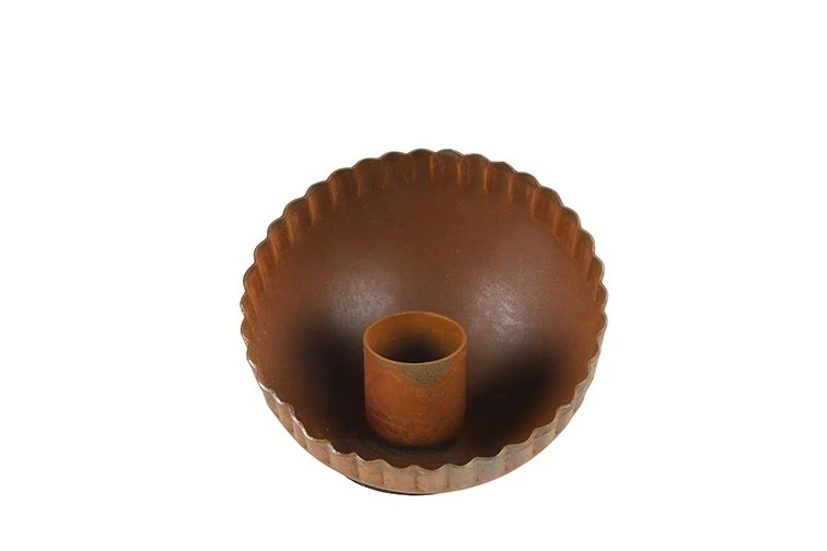 Roestige kandelaar voor dinerkaarsen 8,5 cm