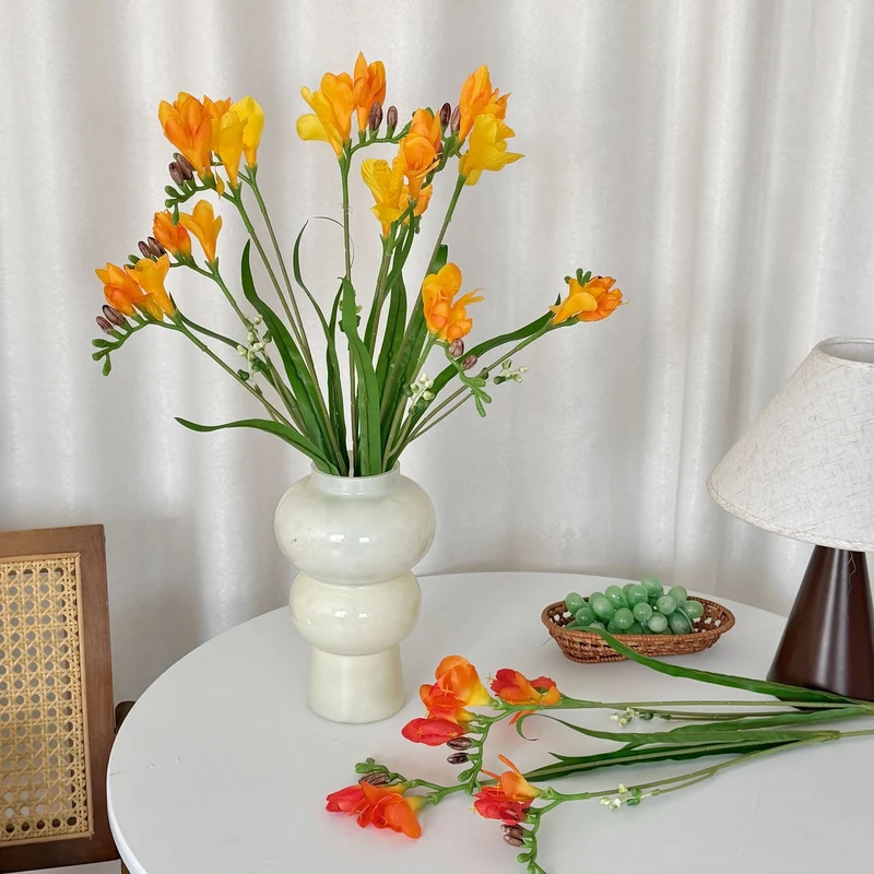 Künstliche Orchideen im Bush-Stil, 6 Blüten, 60 cm Höhe, aus Seidenstoff, für Hochzeiten und Innendekoration