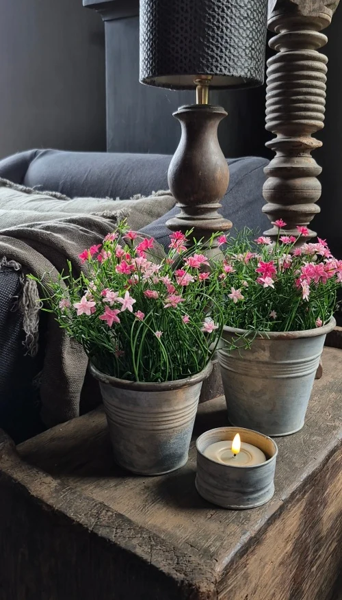 Roze sterbloem kunstplant in binnenpot 25 cm