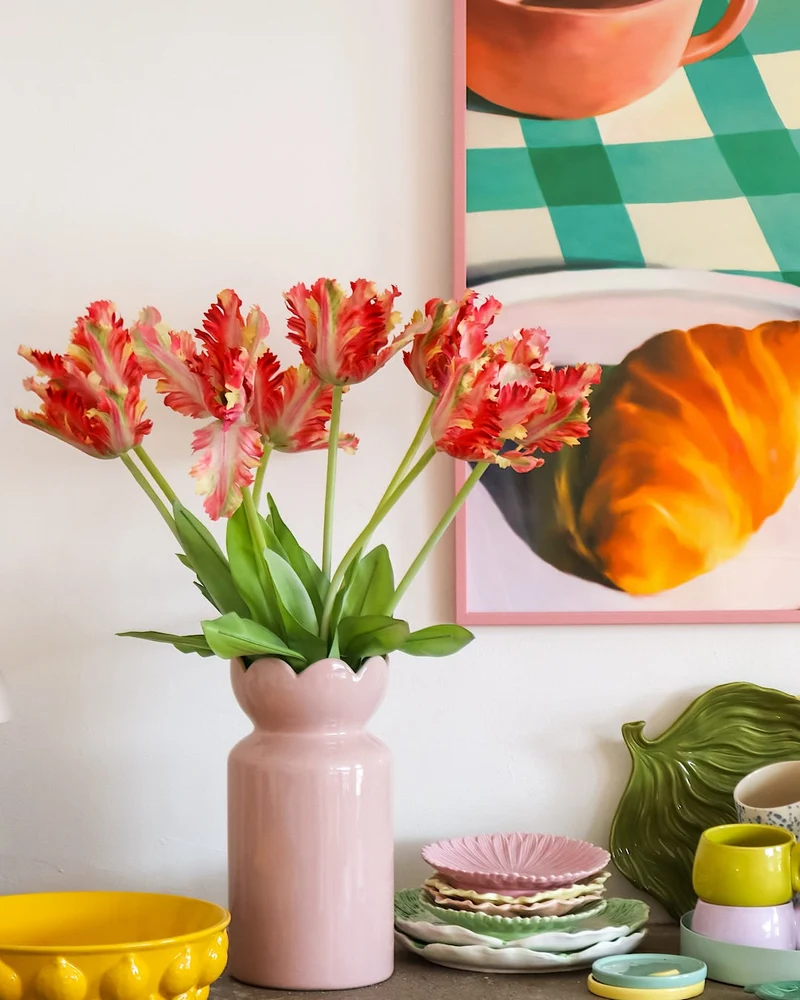 Künstliche Blume Französisch Sittich Tulpe 76 cm rot/gelb