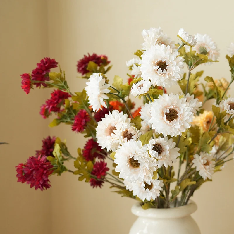 54 cm künstliche Gänseblümchen Busch mit 8 Blüten, Seide, modernes Design, für Zuhause, Innendekoration