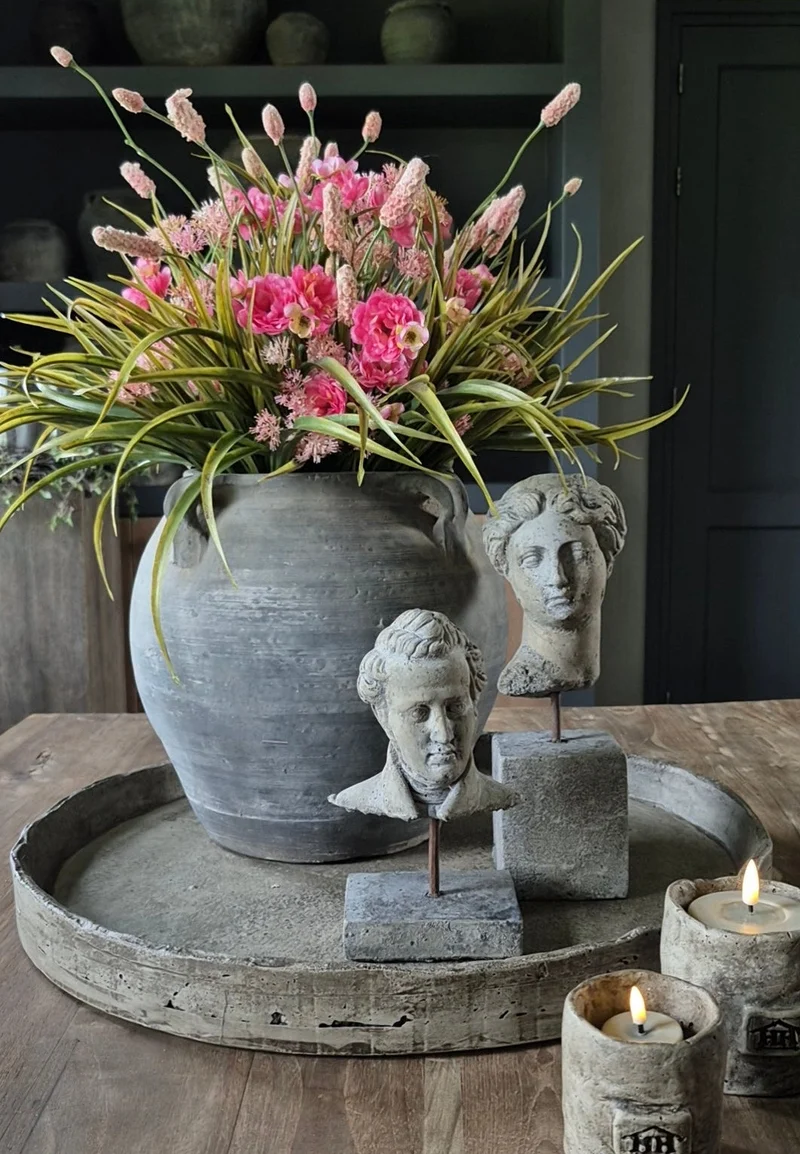 Kunstbloemen boeket donker roze - gebonden