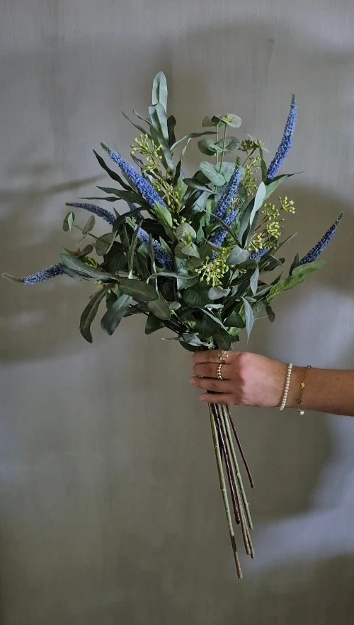 Veronica kunstbloemen boeket blauw 70 cm - 9 stelen
