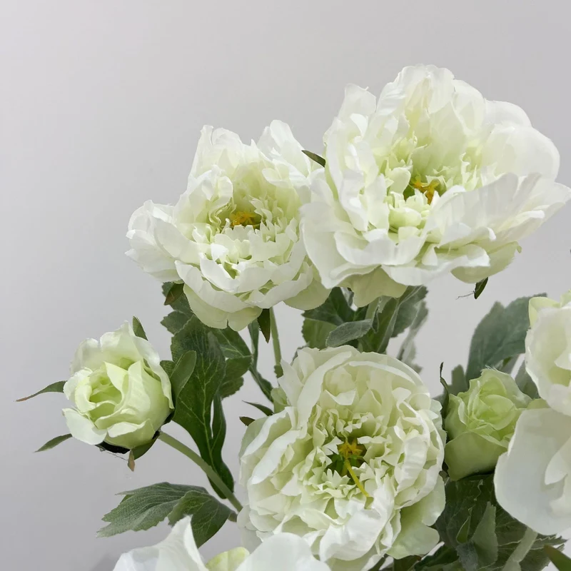Künstliche Pfingstrose, 1 Stiel mit 3 Blüten, 50 cm hoch, Seidenstoff, für Innenraum-Deko, Hochzeit, Event, Ladenlokal