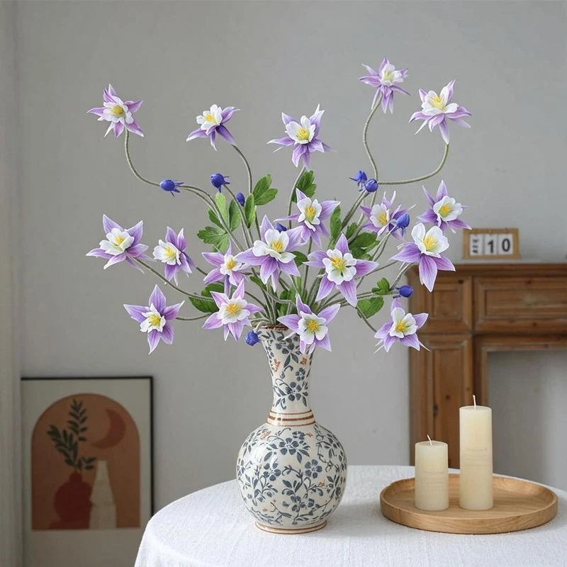 Künstliche Clematis 88 cm, Seidenblumen-Busch mit 9 Blüten, ländlicher Stil für Hochzeit, Innenraum, Tischdeko