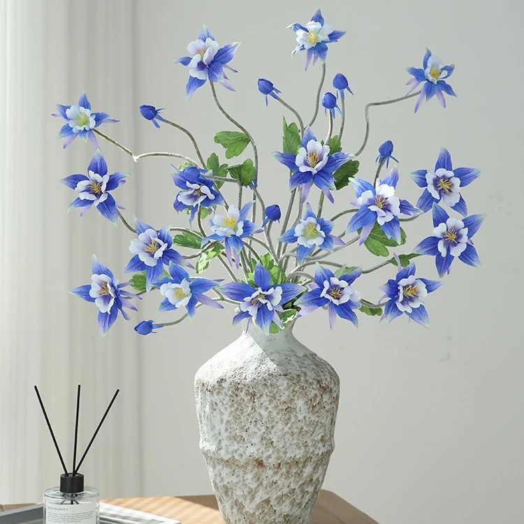 Künstliche Clematis 88 cm, Seidenblumen-Busch mit 9 Blüten, ländlicher Stil für Hochzeit, Innenraum, Tischdeko