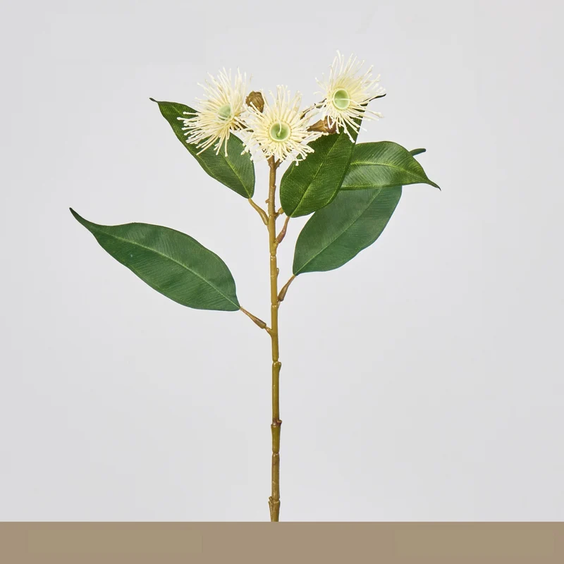 Künstliche Blumenarrangement, 3 Blütenköpfe (Wilder Hafer, Eukalyptus, Pusteblume, Zwiebelblume), 48 cm, single Stem, für Hochzeit, Dekoration, Innenraum