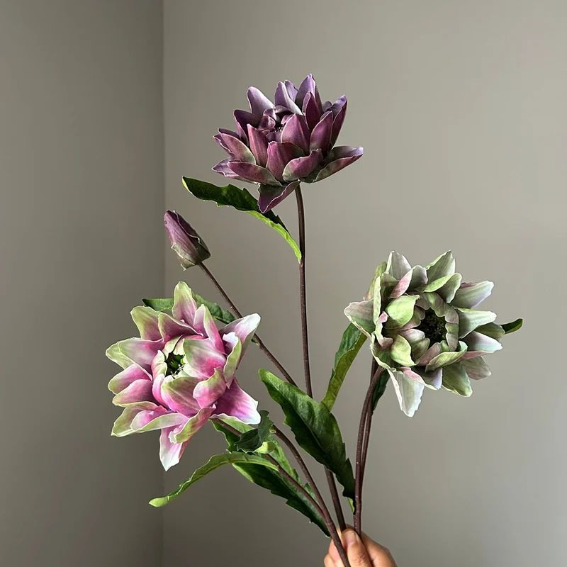 Kunstblume Distel & Ananasblüte, Einzelstiel mit 2 Blüten, 67 cm hoch, Kunststoff, für Hochzeit, Dekoration, Büro