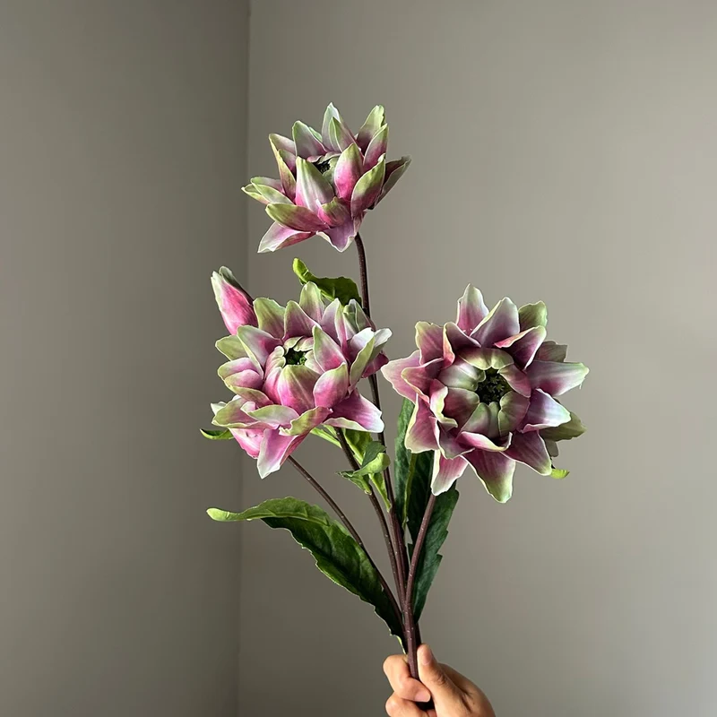Kunstblume Distel & Ananasblüte, Einzelstiel mit 2 Blüten, 67 cm hoch, Kunststoff, für Hochzeit, Dekoration, Büro