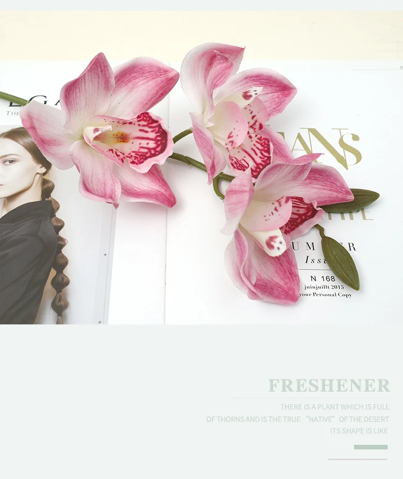 Künstliche Magnolie, Einzelstiel mit 5 Blüten, 73 cm, Latex, realistische Optik für Innenraum, Hochzeit, Shop-Deko