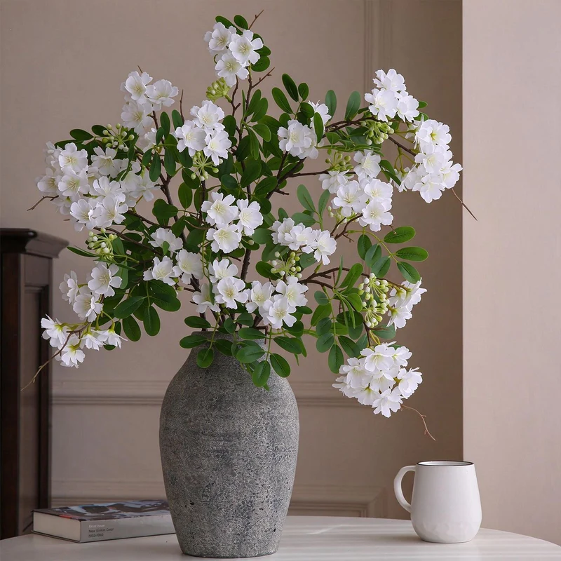 Künstliche Gardenie, Einzelstiel mit 30 Blüten, 74 cm, Seidenblumen für Innenraum-Deko, Hotel, Event, Hochzeit