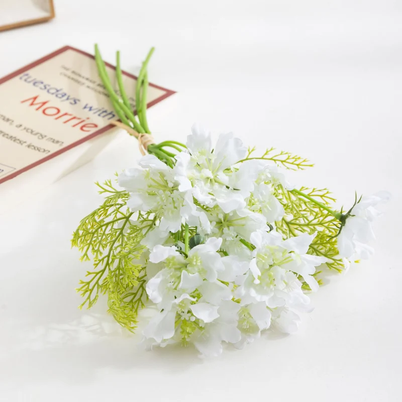 Künstlicher Kosmos-Blumenstrauß mit 10 Blüten, 37 cm, aus Seidenstoff - für Hochzeiten, Fotografie und Wohnaccessoires