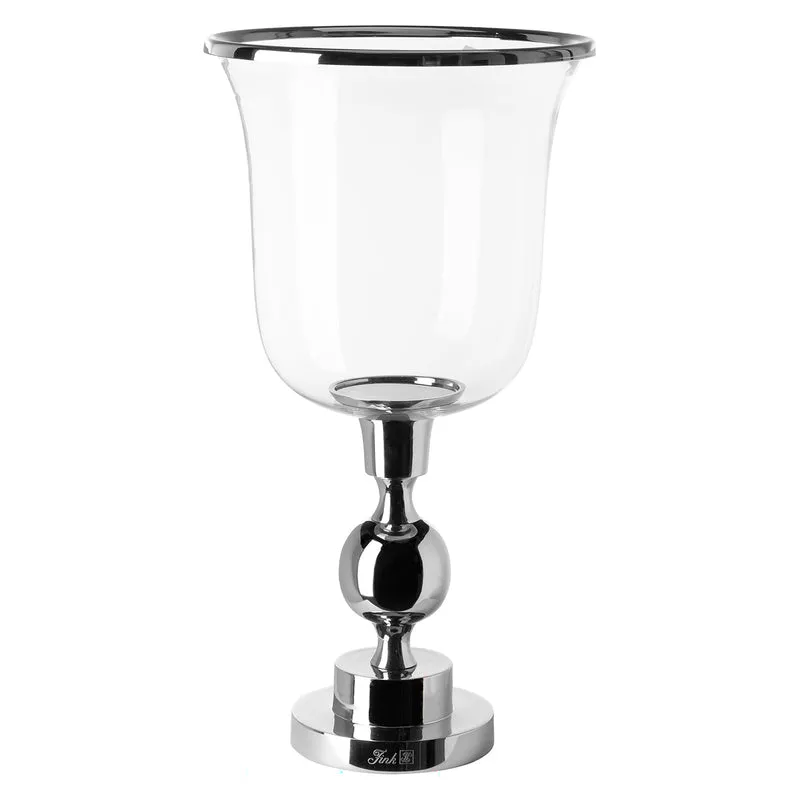 SAMANTA Windlicht mit Glas silberfarben