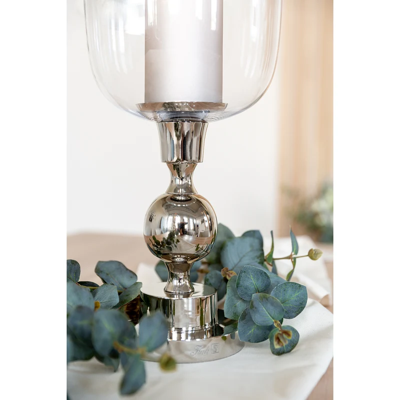 SAMANTA Windlicht mit Glas silberfarben