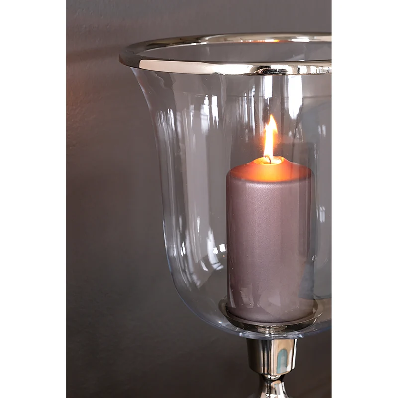 SAMANTA Windlicht mit Glas silberfarben