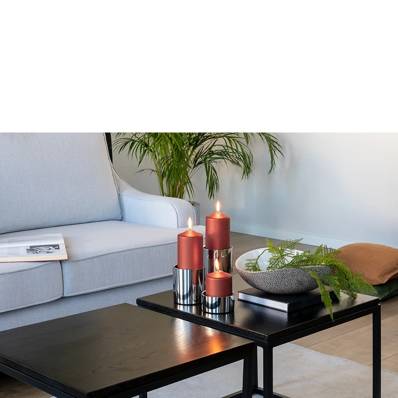 SOBRIO Stumpenkerzenhalter silberfarben