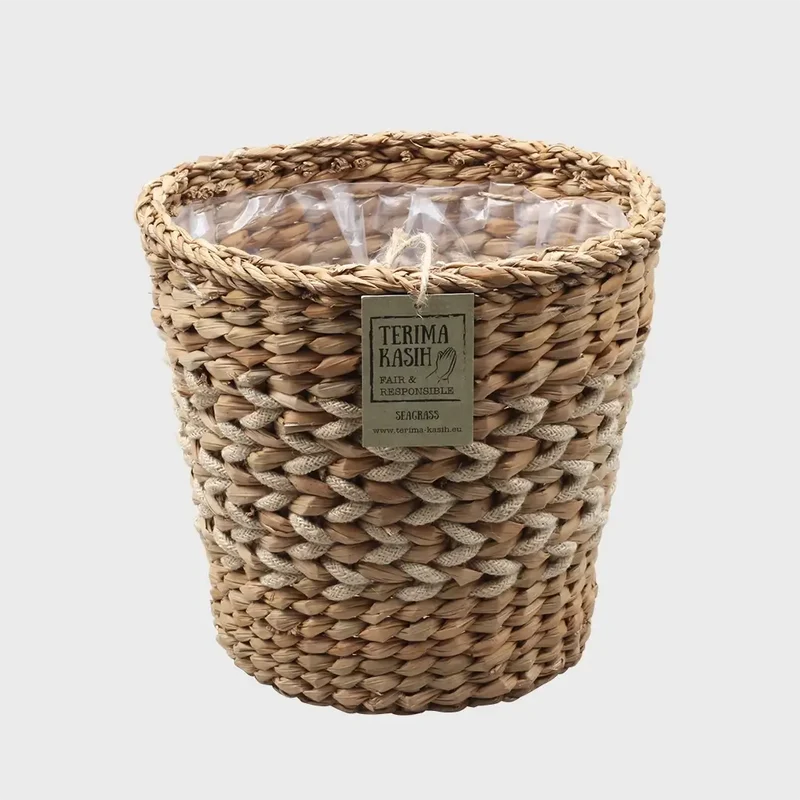 Seegraskorb Natur Jute Weiß 32cm