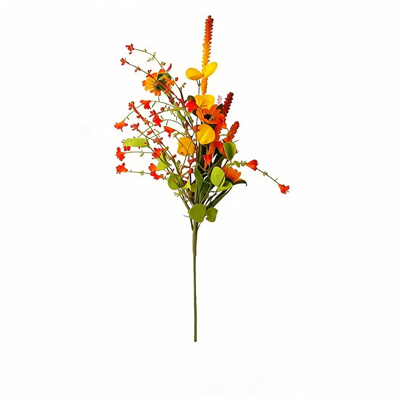 Künstliche Herbst-Gänseblümchen-Büschel 75 cm, realistische Kunstpflanze für Innenraum, Dekoration für Hochzeit, Café, Büro, Grabgestaltung